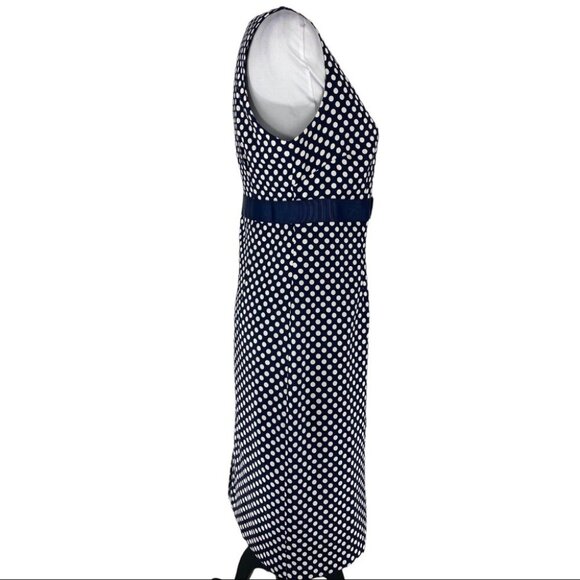 Apart Women's Navy Polka Dot Sleeveless Business Preppy Sheath Dress Size 6/C36 - Picture 2 of 9